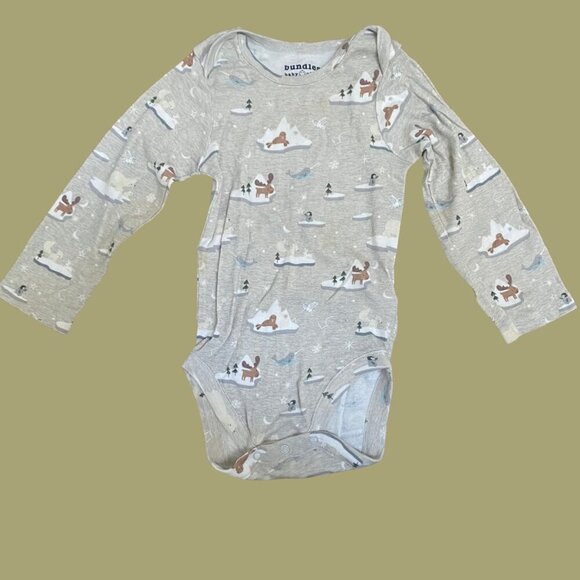 Bundles Baby Place Long Sleeve Animal Print Bodysuit Grey 18–24M - Picture 2 of 7